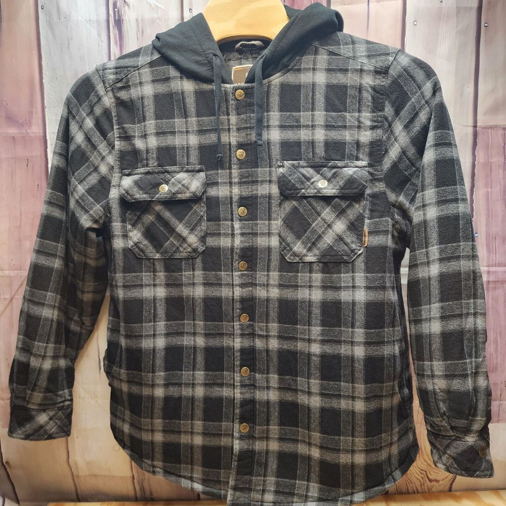 Legendary Outfitters XL Snap Hood Jacket Gray Black Pockets Very‎ Warm Insulated - Picture 2 of 8